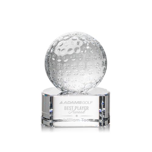 Corporate Awards - Sports Awards - Golf Ball Spheres on Paragon Base Crystal Award
