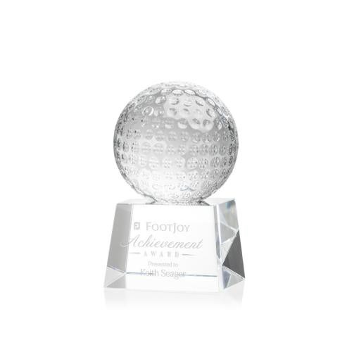 Corporate Awards - Sports Awards - Golf Ball Spheres on Robson Base Crystal Award