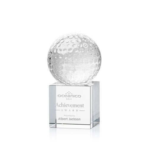 Corporate Awards - Sports Awards - Golf Ball Spheres on Granby Base Crystal Award