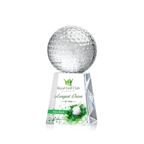 Corporate Awards - Sports Awards - Golf Ball  Full Color Spheres on Celestina Crystal Award