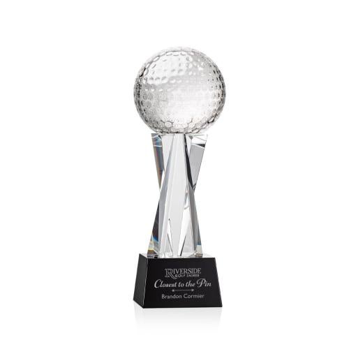Corporate Awards - Sports Awards - Golf Ball Black on Grafton Base Spheres Crystal Award