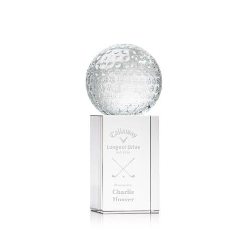 Corporate Awards - Sports Awards - Golf Ball Spheres on Dakota Base Crystal Award