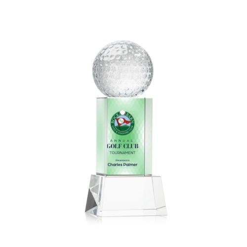 Corporate Awards - Sports Awards - Golf Ball Full Color Clear on Belcroft Spheres Crystal Award