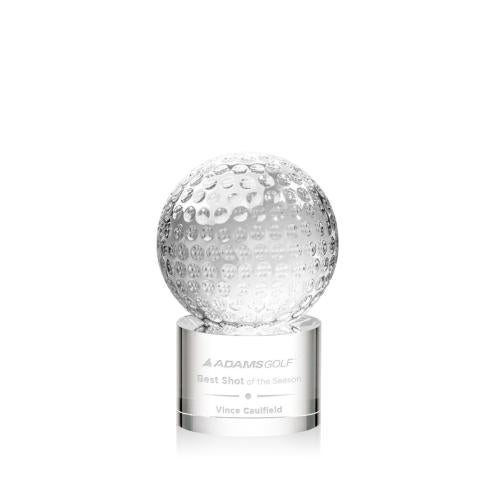 Corporate Awards - Sports Awards - Golf Ball Spheres on Marvel Base Crystal Award