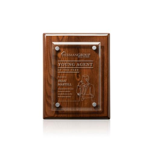 Corporate Awards - Award Plaques - Caledon Plaque - Walnut/Silver