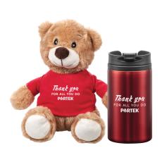 Chester Teddy Bear/Tumbler Gift Set - Corporate Recognition Gifts