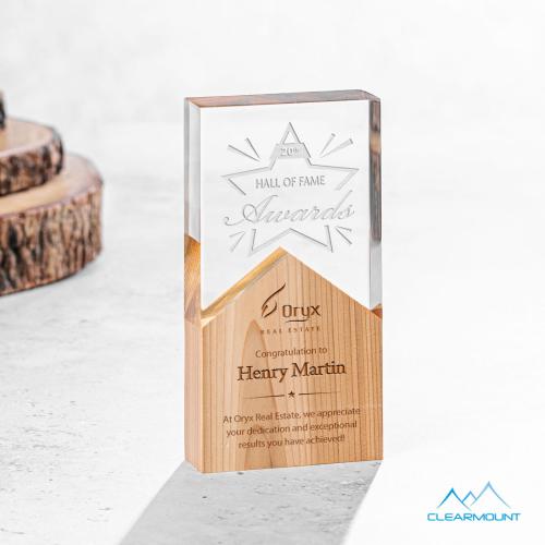 Corporate Awards - Acrylic Awards - Montagnes Rectangle Wood Award