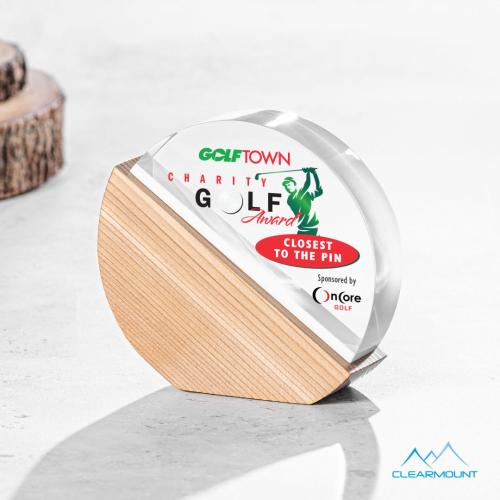 Corporate Awards - Acrylic Awards - Soleil Full Color Circle Wood Award