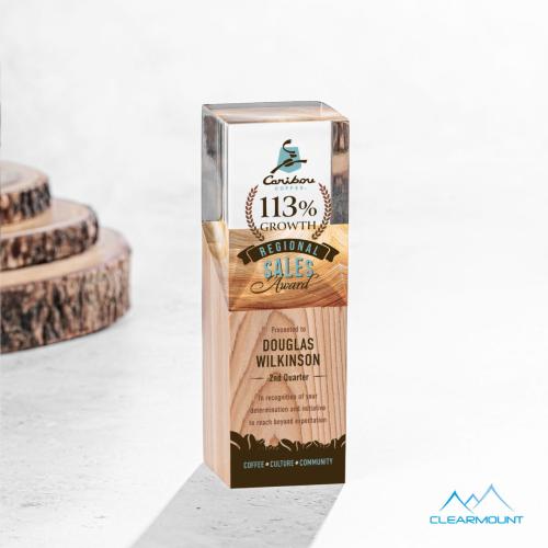 Corporate Awards - Acrylic Awards - Coteau Full Color Obelisk Wood Award