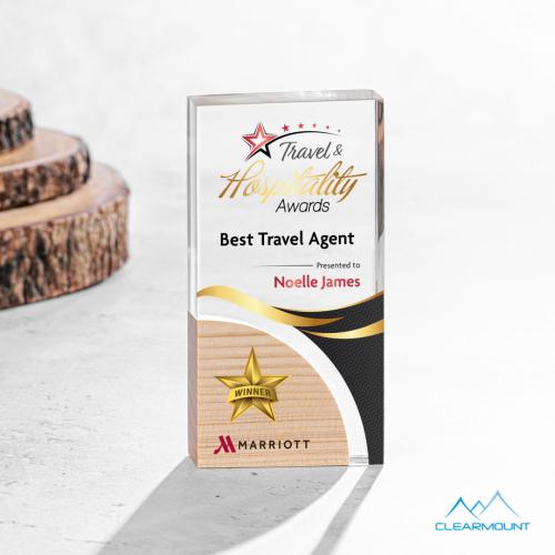 Corporate Awards - Acrylic Awards - Nuage Full Color Rectangle Wood Award