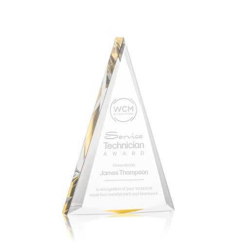 Corporate Awards - Acrylic Awards - Shrewsbury Gold Pyramid Acrylic Award