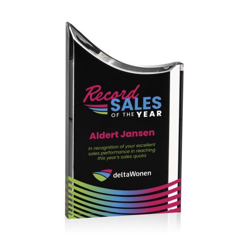 Corporate Awards - Acrylic Awards - Chiswick Full Color Black Peak Acrylic Award