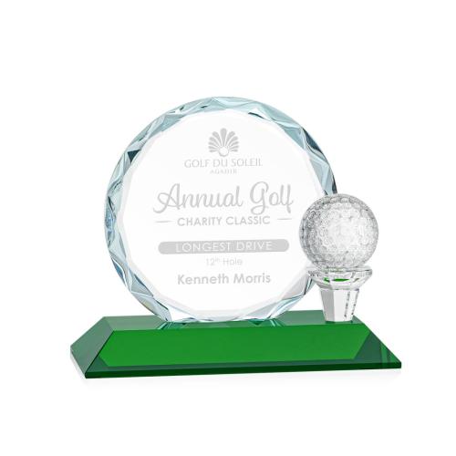 Corporate Awards - Glass Awards - Colored Glass Awards - Nashdene Green Circle Crystal Award