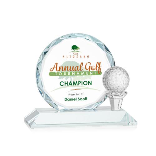Corporate Awards - Sports Awards - Golf Awards - Nashdene Full Color Clear Circle Crystal Award