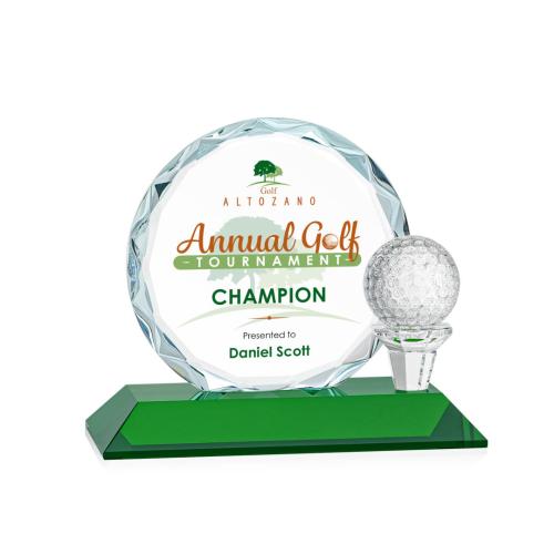 Corporate Awards - Glass Awards - Colored Glass Awards - Nashdene Full Color Green Circle Crystal Award