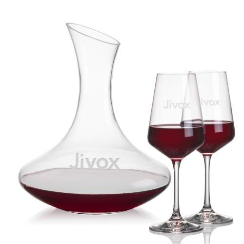 Corporate Recognition Gifts - Etched Barware - Hampton Carafe & Connoisseur Wine