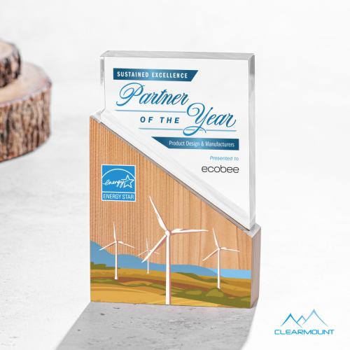 Corporate Awards - Acrylic Awards - Rocheaux Full Color Rectangle Wood Award