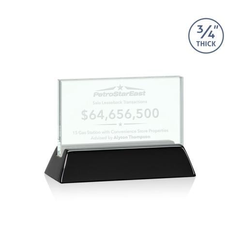 Corporate Awards - Glass Awards - Jade Glass Awards - Walkerton Jade/Black (Horiz) Rectangle Glass Award