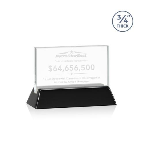 Corporate Awards - Crystal Awards - Walkerton Starfire/Black (Horiz) Rectangle Crystal Award