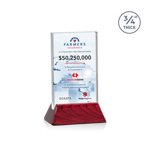 Corporate Awards - Full Color Awards - Walkerton Full Color Starfire /Rosewood (Vert) Rectangle Crystal Award