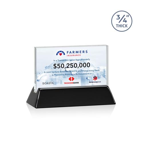 Corporate Awards - Full Color Awards - Walkerton Full Color Starfire/Black (Horiz) Rectangle Crystal Award
