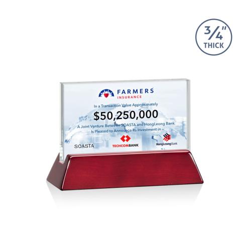 Corporate Awards - Full Color Awards - Walkerton Full Color Starfire/Rosewood (Horiz) Rectangle Crystal Award