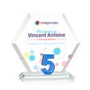 Riviera Anniversary Full Color Blue No 5 Number Crystal Award