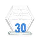 Riviera Anniversary Blue No 30 Number Crystal Award