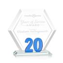 Riviera Anniversary Blue No 20 Number Crystal Award