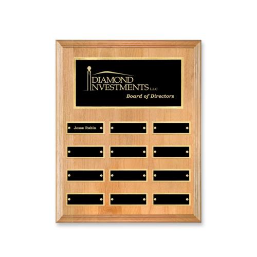 Corporate Awards - Award Plaques - Employee of the Month Plaque - Erindale (Vert) Perpetual Plaque - Red Alder/Gold