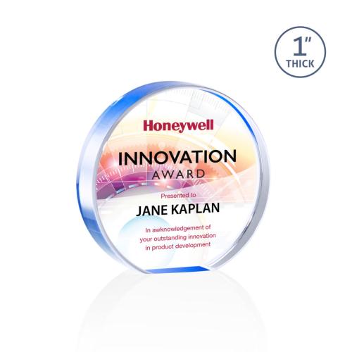 Corporate Awards - Acrylic Awards - Narita Full Color Blue Circle Acrylic Award
