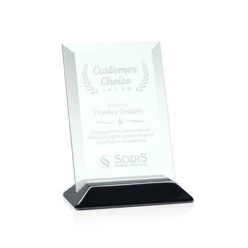 Corporate Awards - Glass Awards - Jade Glass Awards - Embassy Jade/Black (Vert) Rectangle Glass Award