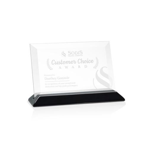 Corporate Awards - Crystal Awards - Embassy Starfire/Black (Horiz) Rectangle Crystal Award