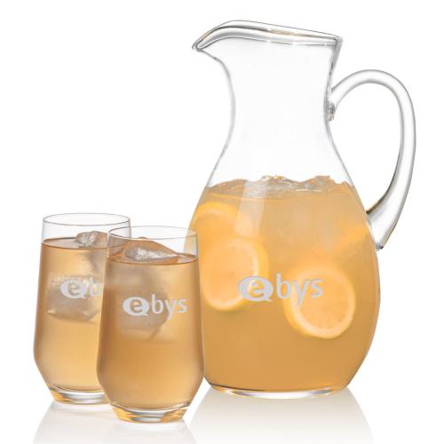 Corporate Recognition Gifts - Etched Barware - Geneva Pitcher & Bexley Beverage