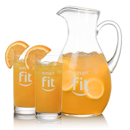 Corporate Recognition Gifts - Etched Barware - Geneva Pitcher & Franca Beverage