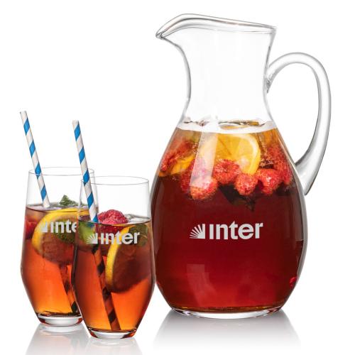 Corporate Recognition Gifts - Etched Barware - Geneva Pitcher & Graydon Beverage