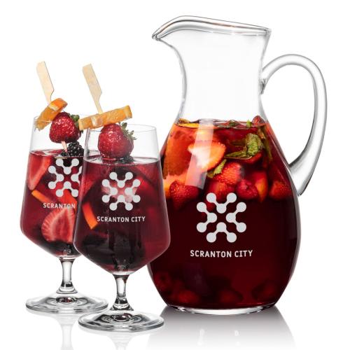 Corporate Recognition Gifts - Etched Barware - Geneva Pitcher & Breckland Cocktail