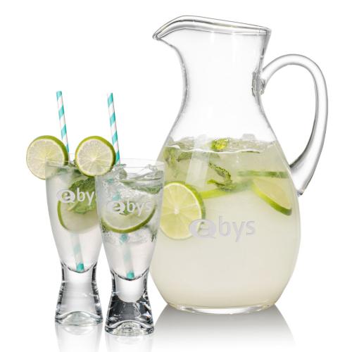 Corporate Recognition Gifts - Etched Barware - Geneva Pitcher & Bastien Cocktail