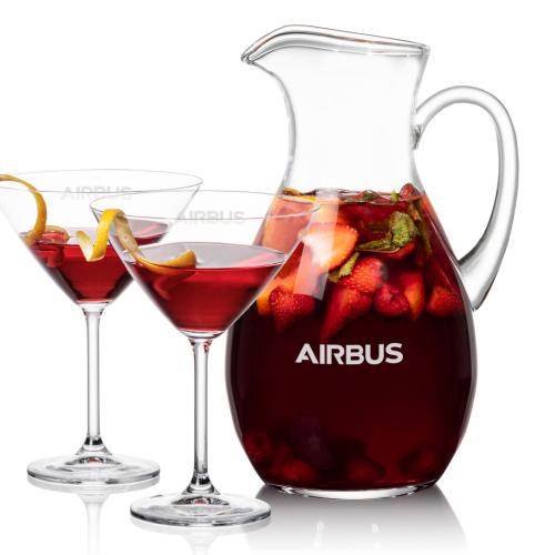 Corporate Recognition Gifts - Etched Barware - Geneva Pitcher & Coleford Cocktail Set