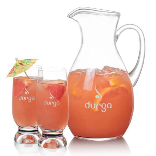 Corporate Recognition Gifts - Etched Barware - Geneva Pitcher & Marland Cocktail
