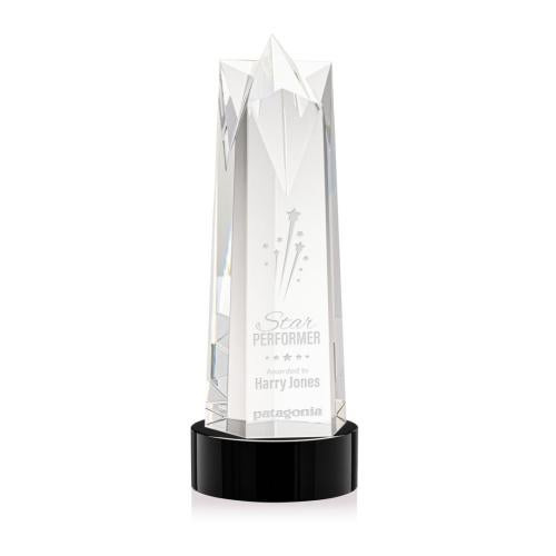 Corporate Awards - Crystal Awards - Crystal Pillar Awards - Ellesmere Star on Stanrich Base - Black