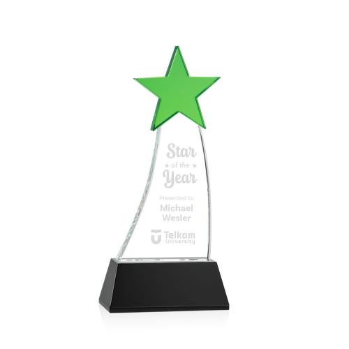 Corporate Awards - Crystal Awards - Crystal Star Awards - Manolita Green/Black Star Crystal Award