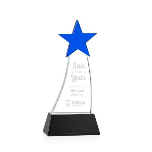 Corporate Awards - Crystal Awards - Crystal Star Awards - Manolita Blue/Black Star Crystal Award