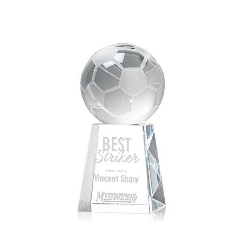 Corporate Awards - Sports Awards - Soccer Awards - Soccer Ball Spheres on Celestina Base Crystal Award