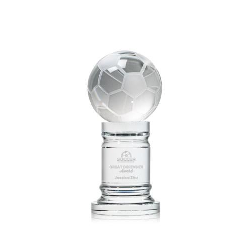 Corporate Awards - Sports Awards - Soccer Awards - Soccer Ball Spheres on Colverstone Base Crystal Award