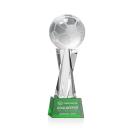 Soccer Ball Green on Grafton Base Spheres Crystal Award
