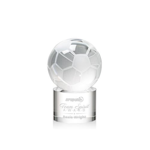Corporate Awards - Sports Awards - Soccer Awards - Soccer Ball Spheres on Marvel Base Crystal Award