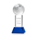 Soccer Ball Blue on Stowe Base Spheres Crystal Award