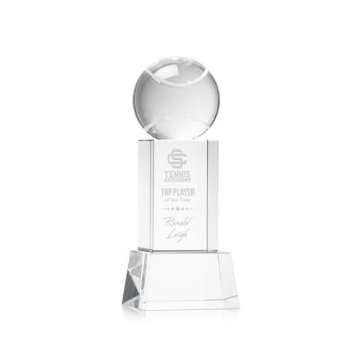Corporate Awards - Sports Awards - Tennis Awards - Tennis Ball Clear on Belcroft Base Spheres Crystal Award
