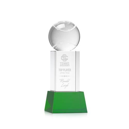Corporate Awards - Glass Awards - Colored Glass Awards - Tennis Ball Green on Belcroft Base Spheres Crystal Award